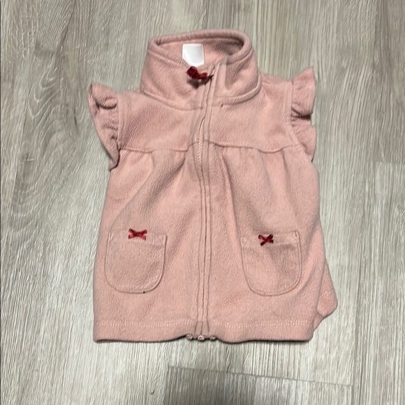 4 for $20 Pink Fleece Vest with Red Bow Accents - Picture 1 of 1